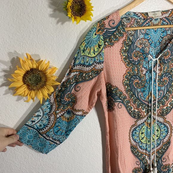 Entro Boho Tunic Dress Damask Bright Colorful size medium - Picture 7 of 9